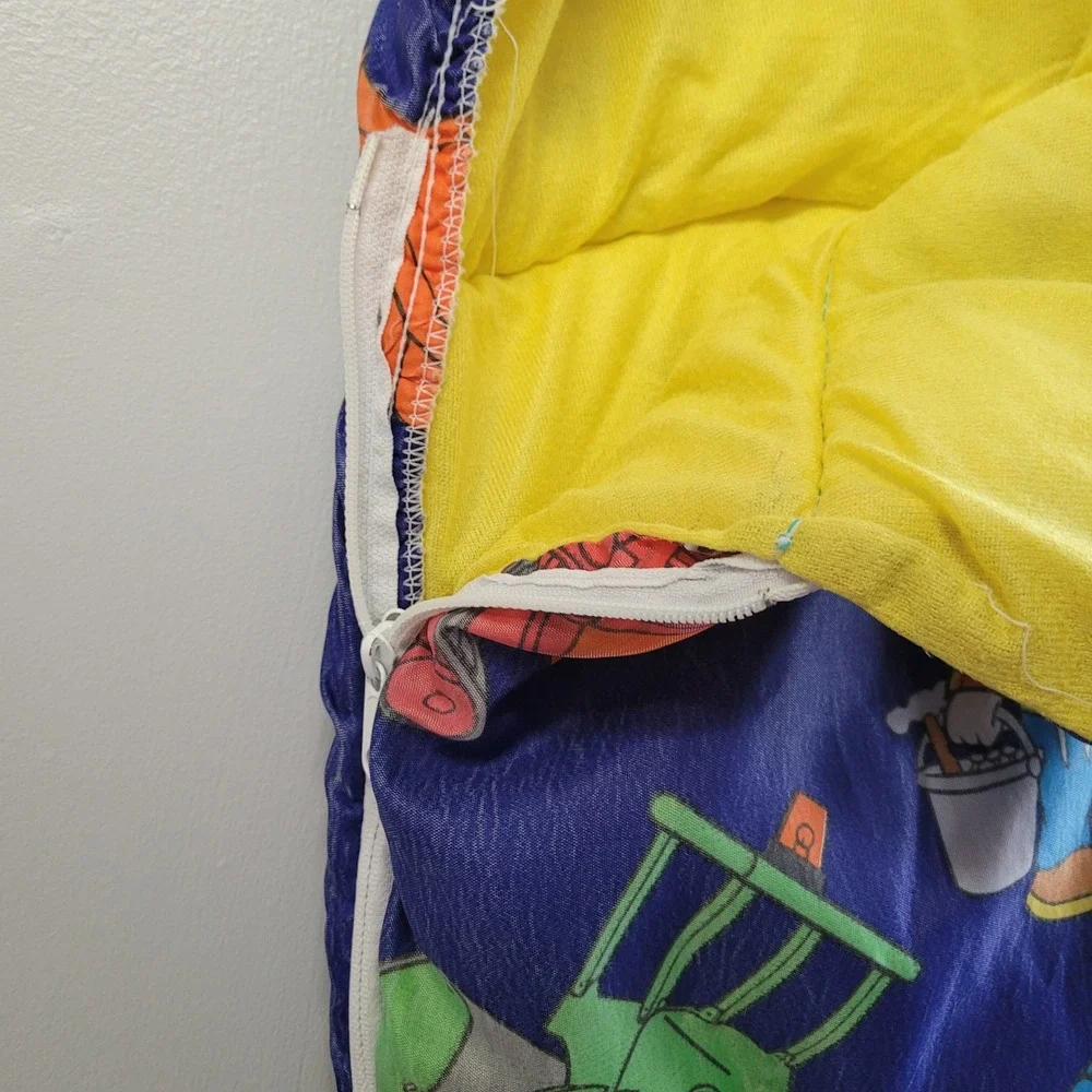 Bob the‎ Builder Sleeping Bag Kids Blue Yellow Construction Vehicle Print